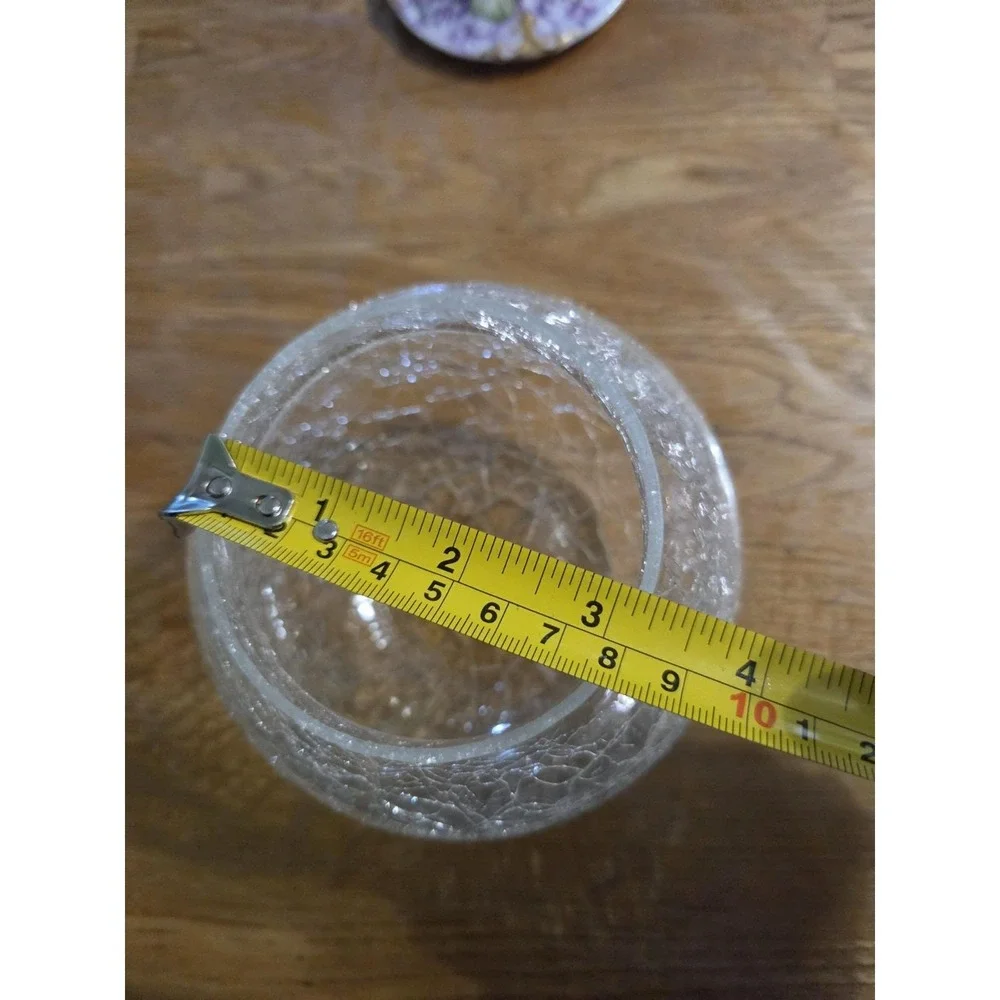 Clear Crackle Glass Globe Candle Holder
